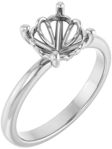14K White 8 mm Round Solitaire Engagement Ring Mounting (1)
