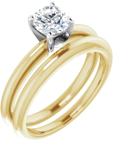 14K Yellow   White  5.5 mm Round Solitaire Engagement Ring Mounting (6)