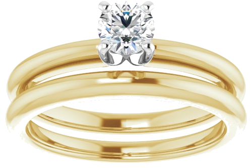 14K Yellow   White  4.4 mm Round Solitaire Engagement Ring Mounting (8)