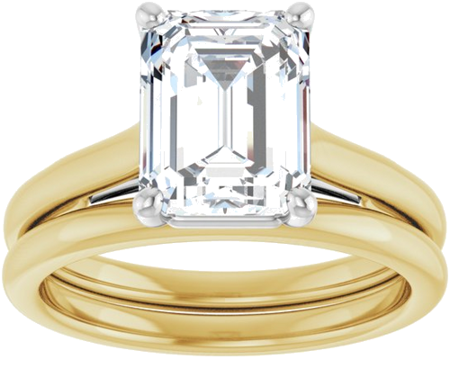 Sužadėtuvių Žiedas „Solitaire“ 585 Baltojo Ir Geltonojo Aukso Emerald 9mm x 7mm (8)