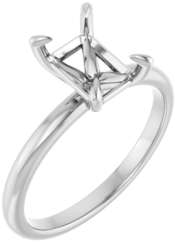 10K White  8x6 mm Emerald Solitaire Engagement Ring Mounting (1)