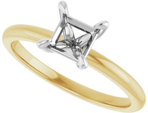 14K Yellow White 5 x 5 mm Square Engagement Ring Mounting (5)