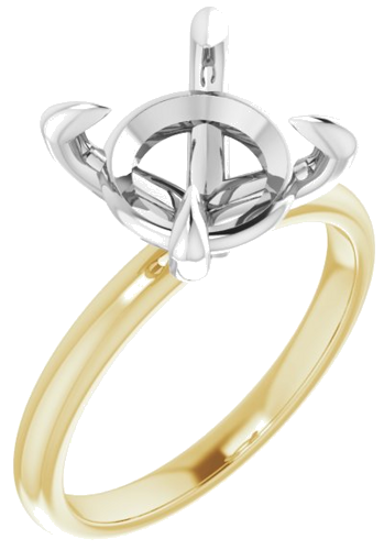 14K Yellow White 10 mm Round Engagement Ring Mounting (1)