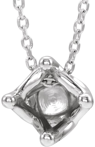 14K White 6 mm Round Solitaire 16-18  Necklace Mounting (1)