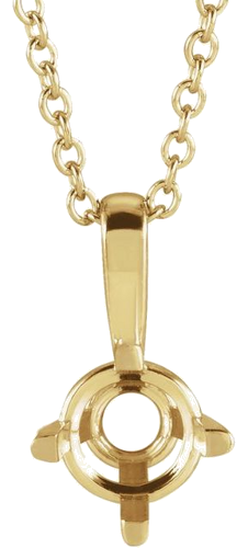 14K Yellow 4 mm Round Solitaire 16-18  Necklace Mounting (1)