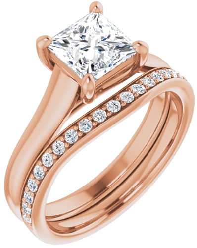 14K Rose 6 mm Square Solitaire Engagement Ring Mounting (6)