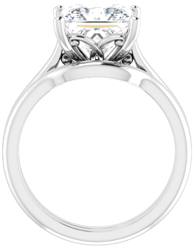 14K White 8 mm Square Solitaire Engagement Ring Mounting (7)