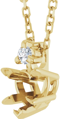 14K Yellow 5x5 mm Heart .03 CT Natural Diamond Semi-Set 16-18  Necklace (2)