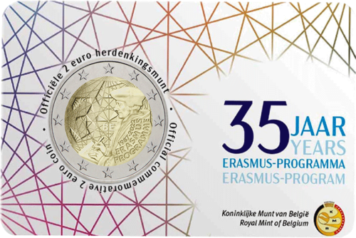 2022 Belgija Erasmus 2 eurų BU moneta kortelėje (1)