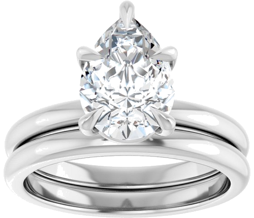 Sužadėtuvių Žiedas „Solitaire“ 585 Baltojo Aukso Pear Shape 10mm x 7mm (8)