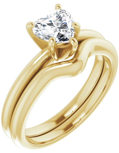 14K Yellow  6x6 mm Heart Solitaire Engagement Ring Mounting (6)