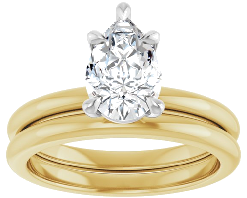 Sužadėtuvių Žiedas 585 Baltojo Ir Geltonojo Aukso Pear Shape 9mm x 6mm (6)