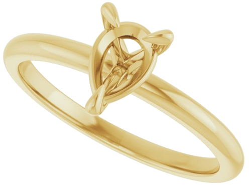 14K Yellow  7x5 mm Pear Solitaire Engagement Ring Mounting (5)