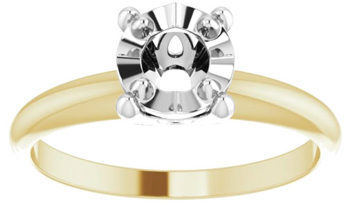 14K Yellow   White 4.6 mm Round 4-Prong Illusion Solitaire Ring Mounting (3)