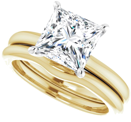 14K Yellow   White  7.5 mm Square Solitaire Engagement Ring Mounting (10)