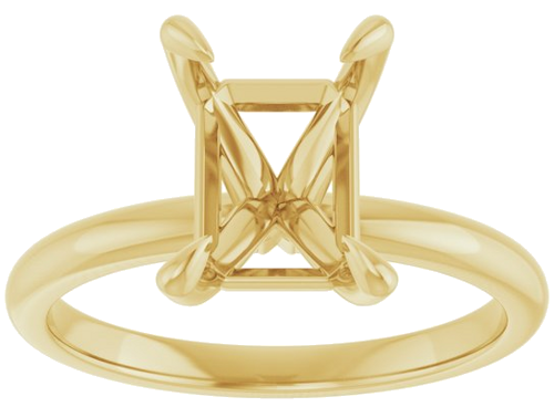14K Yellow  9x7 mm Emerald Solitaire Engagement Ring Mounting (3)