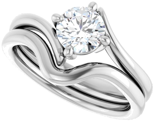 Sužadėtuvių Žiedas „Solitaire“ 585 Baltojo Aukso Round 5.8mm (10)