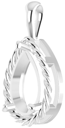 14K White  12x8 mm Pear Pendant Mounting (2)