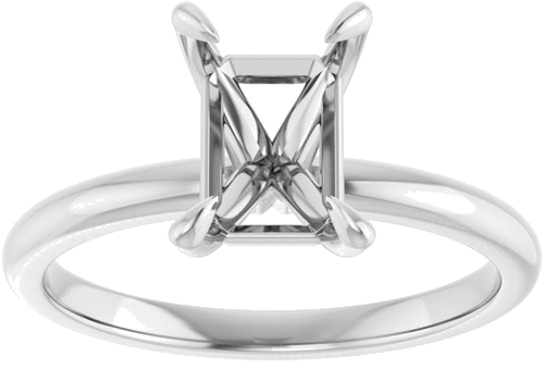 Platinum  8x6 mm Emerald Solitaire Engagement Ring Mounting (3)