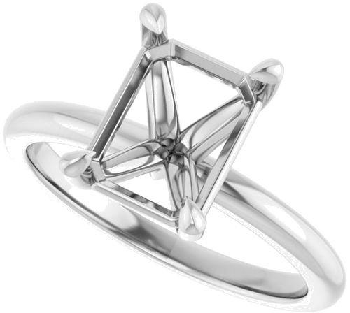 Platinum 9x7 mm Emerald Solitaire Engagement Ring Mounting (5)
