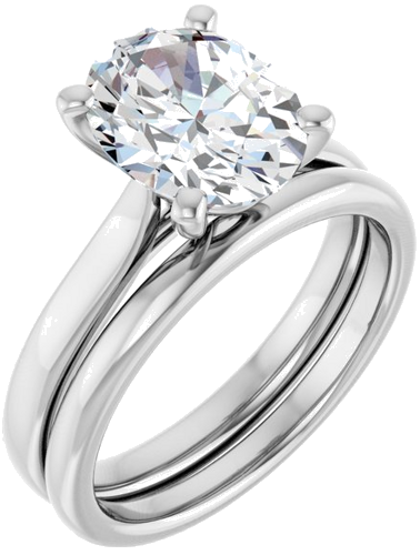 14K White 10x8 mm Oval Engagement Ring Mounting (6)