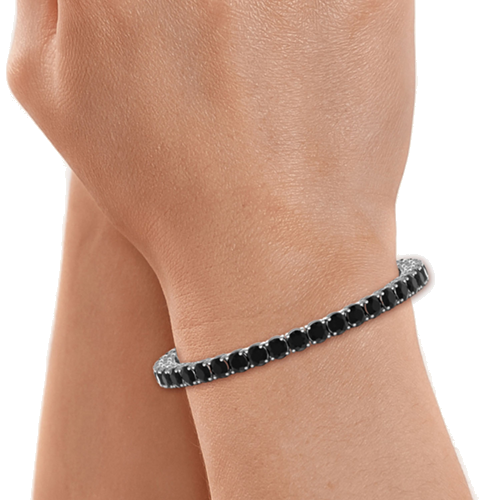 Tenisa rokassprādze ar 6,2 ct dabīgiem apaļas formas melnajiem dimantiem F/G-VS/SI (3)