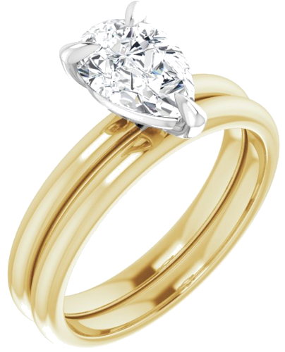 Sužadėtuvių Žiedas „Solitaire“ 585 Baltojo Ir Geltonojo Aukso Pear Shape 9mm x 6mm (5)