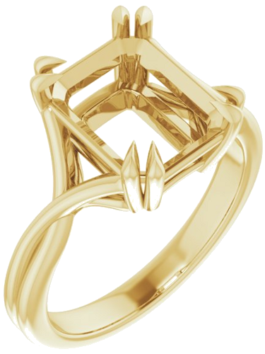 14K Yellow 10x8 mm Emerald Solitaire Engagement Ring Mounting (1)