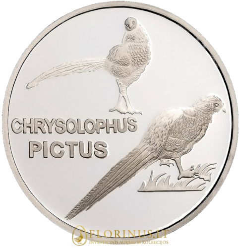 2015 Северна Корея, Chrysolophus Pictus, сребърна монета с номинал 20 вона (1)