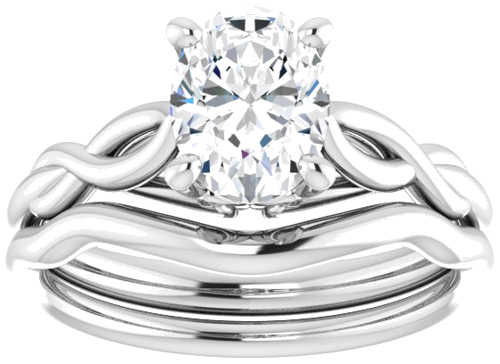 14K White  8x6 mm Oval Solitaire Engagement Ring Mounting (8)