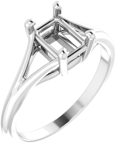 Sužadėtuvių Žiedas „Split Shank“ 585 Baltojo Aukso Emerald 7mm x 5mm (1)