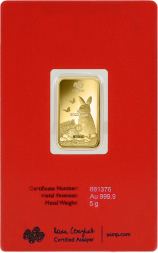 5 g Investment Gold Bar Year of the Rabbit PAMP (3)