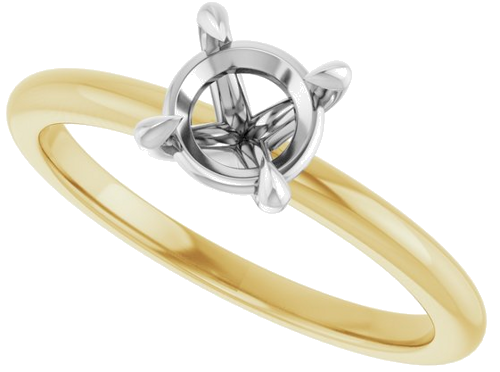 14K Yellow White 6 mm Round Solitaire Engagement Ring Mounting (5)