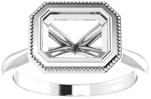 Sužadėtuvių Žiedas „Bezel-Set“ 585 Baltojo Aukso Emerald 8mm x 6mm (3)