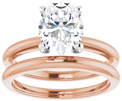 14K Rose   White  9x7 mm Oval Solitaire Engagement Ring Mounting (8)