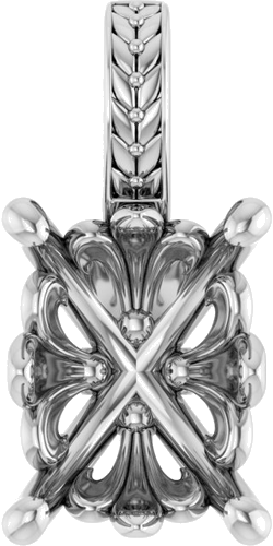 14K White  9x7 mm Emerald Pendant Mounting (1)