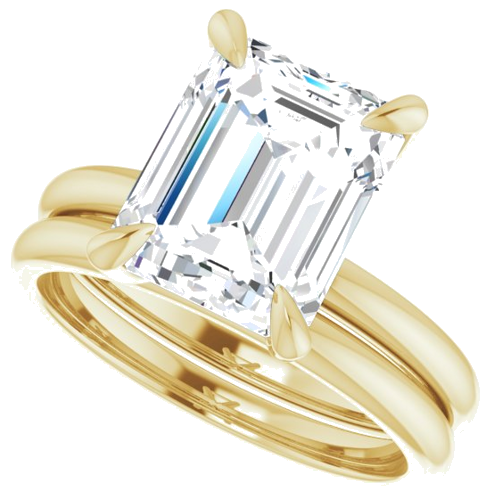 18K Yellow  10x8 mm Emerald Solitaire Engagement Ring Mounting (10)