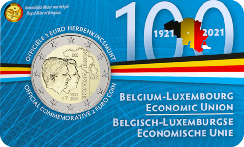 2021 Belgija Belgijos-Liuksemburgo Ekonominė Sąjunga 2 eurų BU moneta (1)