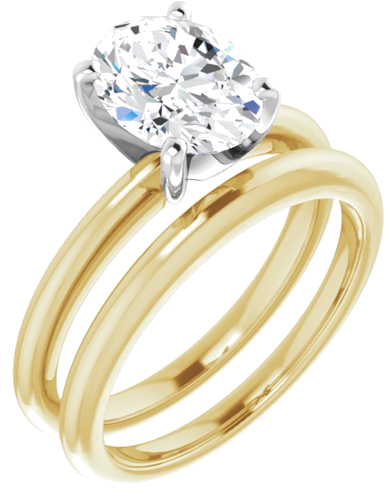 Sužadėtuvių Žiedas „Solitaire“ 585 Baltojo Ir Geltonojo Aukso Oval 9mm x 7mm (6)