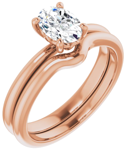 Sužadėtuvių Žiedas „Solitaire“ 585 Rožinis Aukso Oval 7mm x 5mm (6)