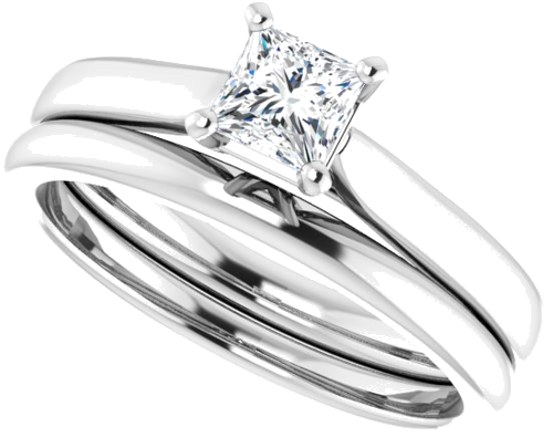 Sužadėtuvių Žiedas „Solitaire“ 585 Baltojo Aukso Square 4mm (10)