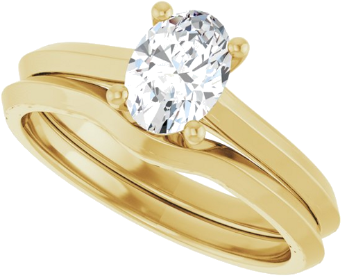 Sužadėtuvių Žiedas „Solitaire“ 585 Geltonojo Aukso Oval 7mm x 5mm (10)