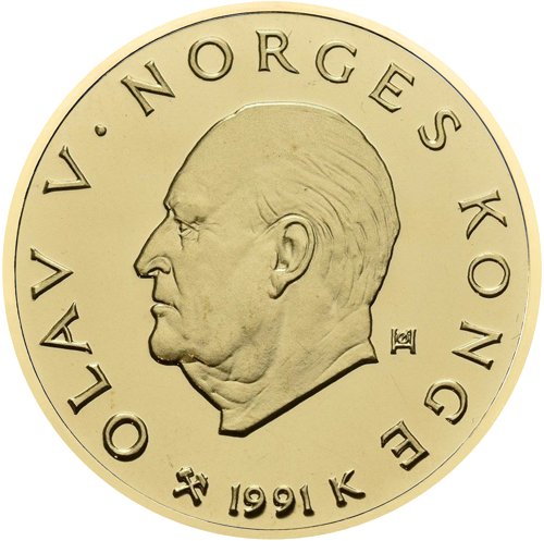 1994 Lillehammeras ziemas olimpiskās spēles 1500 kronu Norvēģija zelta monēta (2)