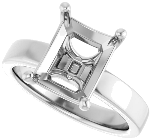 Sužadėtuvių Žiedas „Solitaire“ 14k white gold Emerald 10mm x 8mm (5)