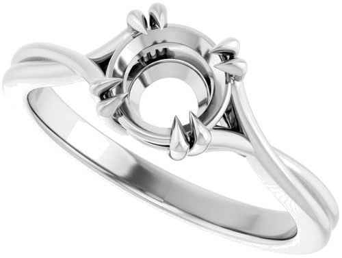 14K White 6.5 mm Round Solitaire Engagement Ring Mounting (5)