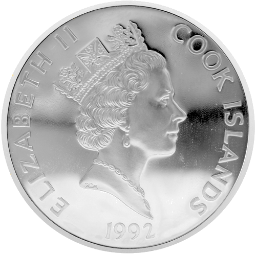 50 dolāri Amerikas jubileja 1992 Kukas salas sudraba monēta (2)