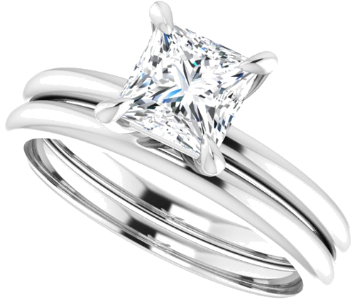 Sužadėtuvių Žiedas „Solitaire“ 585 Baltojo Aukso Square 5.5mm (10)