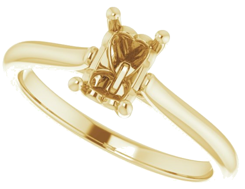 Sužadėtuvių Žiedas „Solitaire“ 585 Geltonojo Aukso Emerald 6mm x 4mm (5)