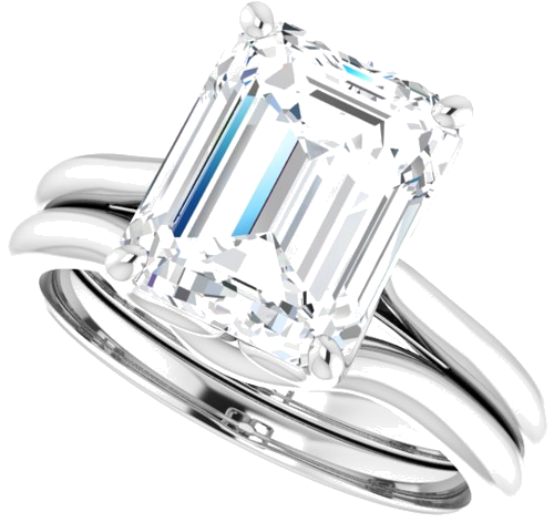 14K White  10x8 mm Emerald Solitaire Engagement Ring Mounting (10)