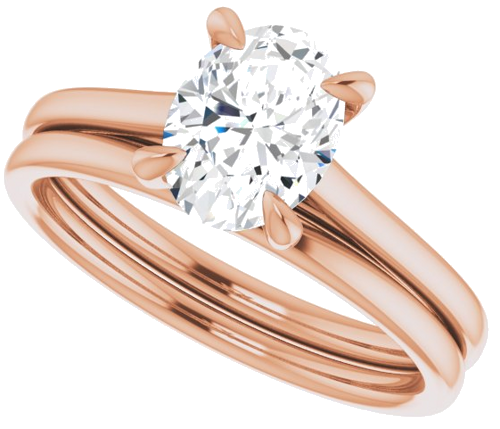 14K Rose  8x6 mm Oval Solitaire Engagement Ring Mounting (10)